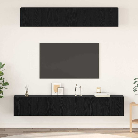 TV-Möbel-Set Wandmontiert 5 pcs Schwarze Eiche 100 x 30 x 30 cm
