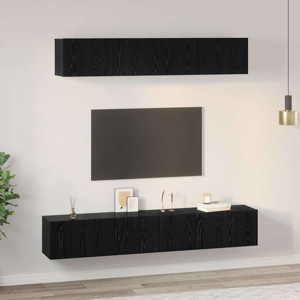 TV-Möbel-Set Wandmontiert 5 pcs Schwarze Eiche 100 x 30 x 30 cm