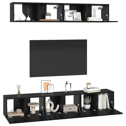 TV-Möbel-Set Wandmontiert 5 pcs Schwarze Eiche 100 x 30 x 30 cm