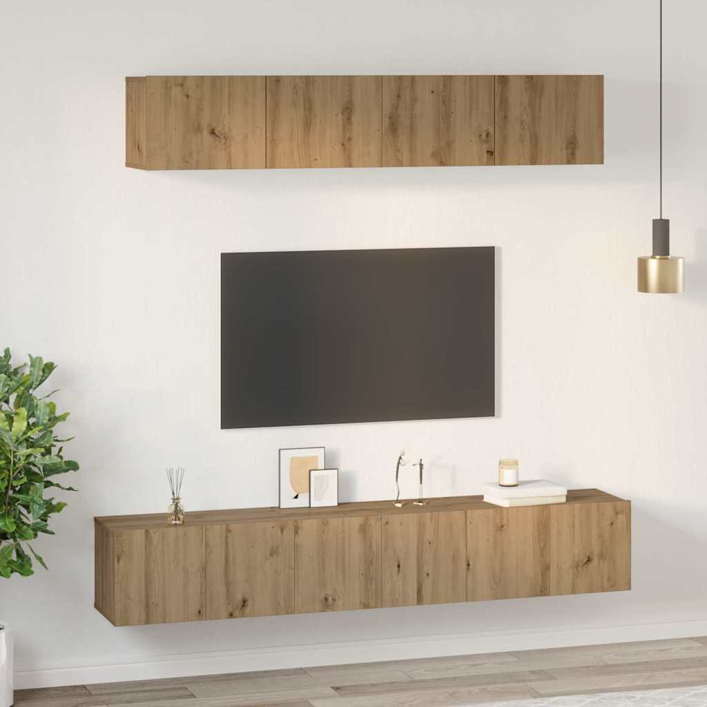 TV-Möbel-Set 5 pcs Eiche handwerklich 100 x 30 x 30 cm