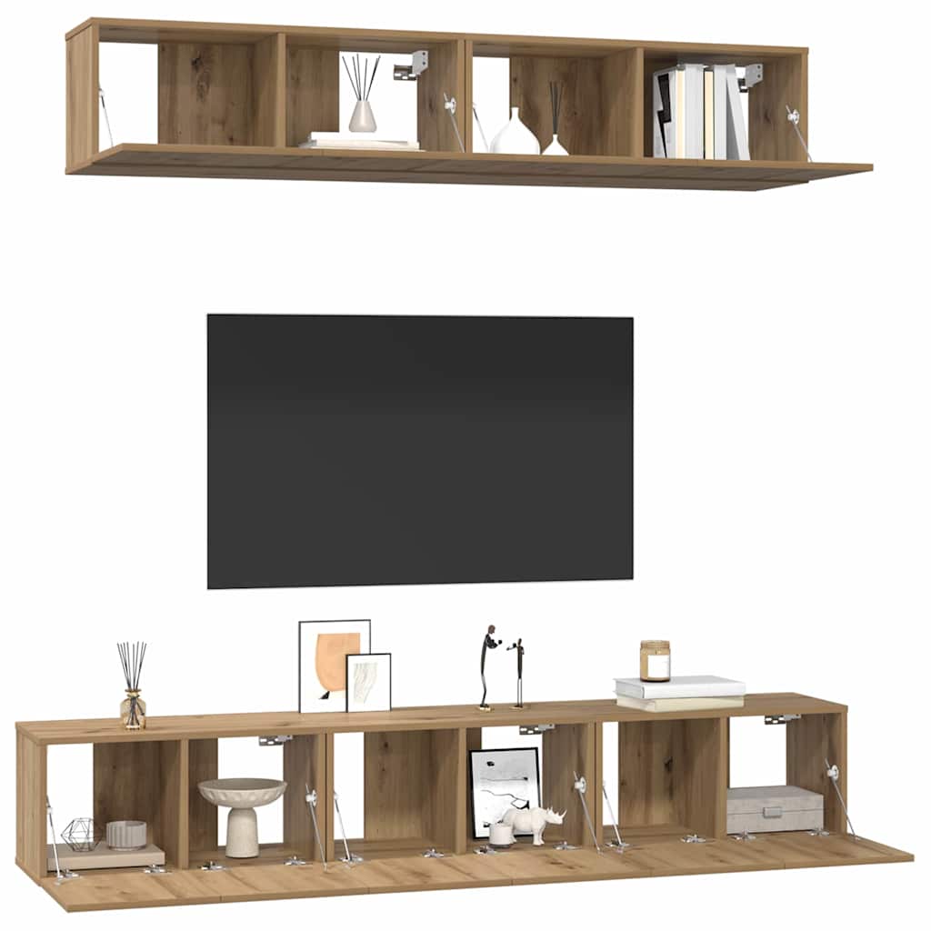 TV-Möbel-Set 5 pcs Eiche handwerklich 100 x 30 x 30 cm