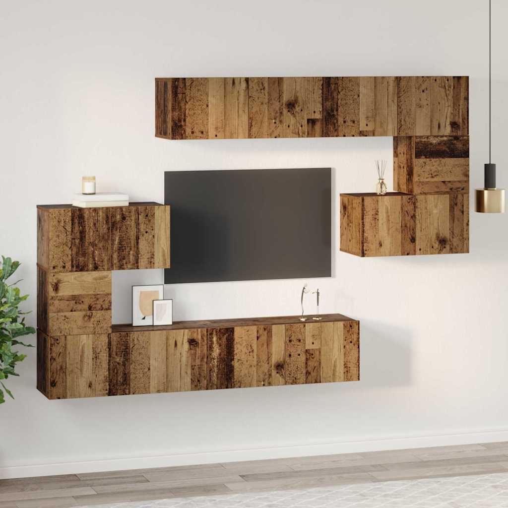 TV-Möbel-Set 8 pcs Altholz 80 x 30 x 30 cm Holzwerkstoff