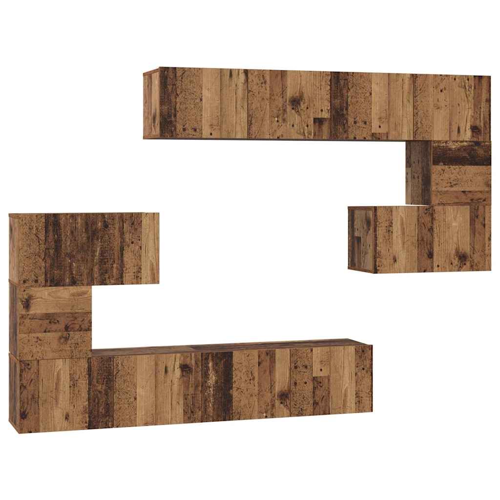 TV-Möbel-Set 8 pcs Altholz 80 x 30 x 30 cm Holzwerkstoff