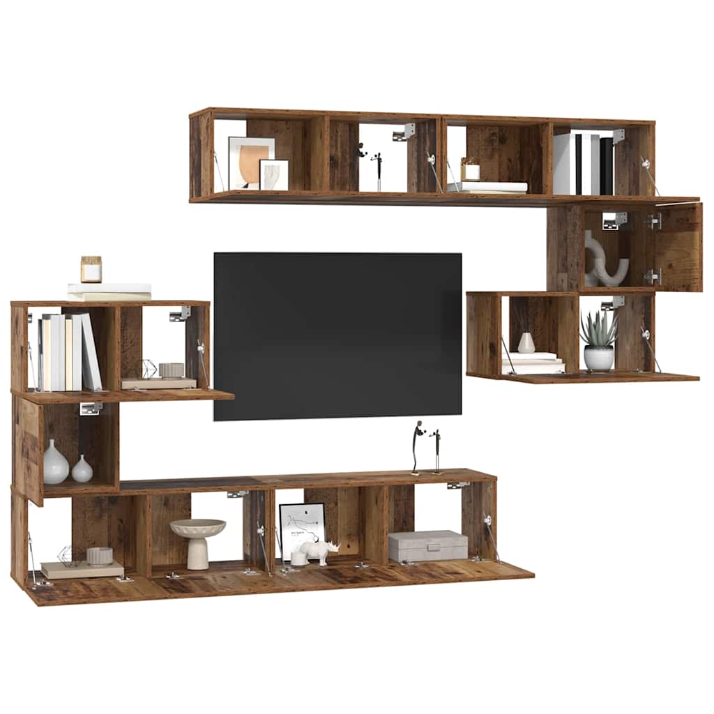 TV-Möbel-Set 8 pcs Altholz 80 x 30 x 30 cm Holzwerkstoff