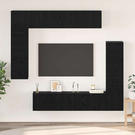 TV-Möbel-Set 8 pcs Schwarze Eiche 80 x 30 x 30 cm Holzwerkstoff