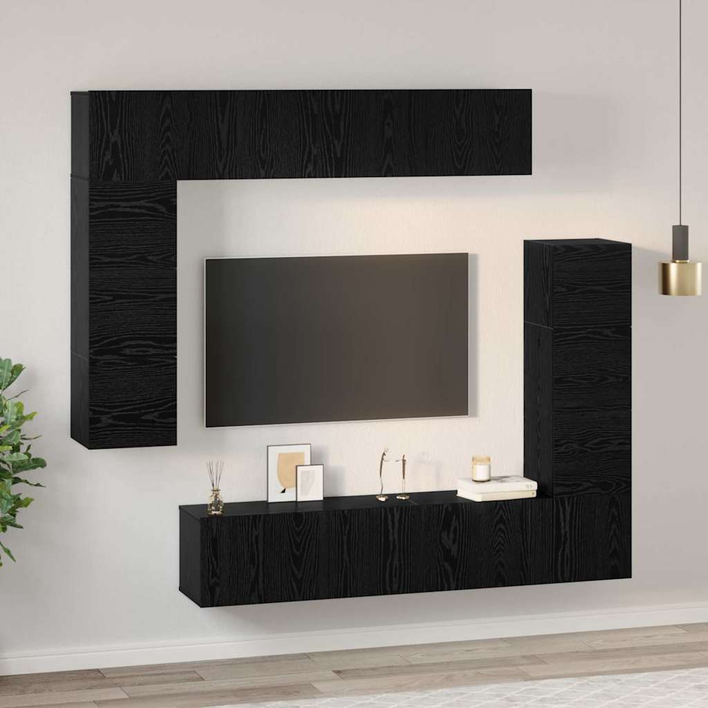 TV-Möbel-Set 8 pcs Schwarze Eiche 80 x 30 x 30 cm Holzwerkstoff