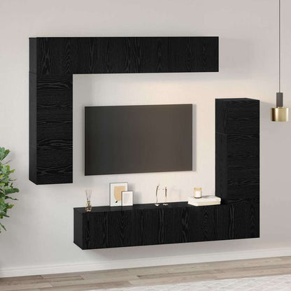 TV-Möbel-Set 8 pcs Schwarze Eiche 80 x 30 x 30 cm Holzwerkstoff