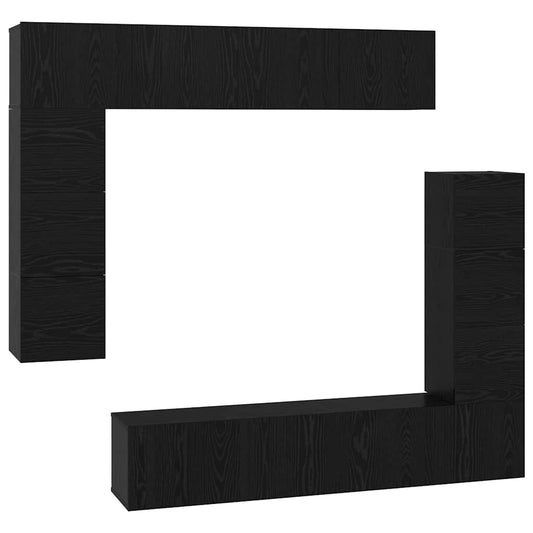 TV-Möbel-Set 8 pcs Schwarze Eiche 80 x 30 x 30 cm Holzwerkstoff