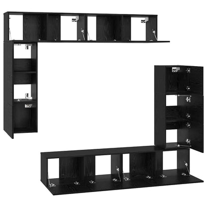 TV-Möbel-Set 8 pcs Schwarze Eiche 80 x 30 x 30 cm Holzwerkstoff