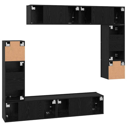 TV-Möbel-Set 8 pcs Schwarze Eiche 80 x 30 x 30 cm Holzwerkstoff
