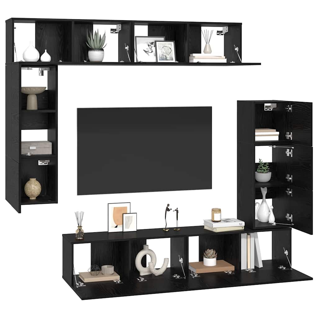 TV-Möbel-Set 8 pcs Schwarze Eiche 80 x 30 x 30 cm Holzwerkstoff