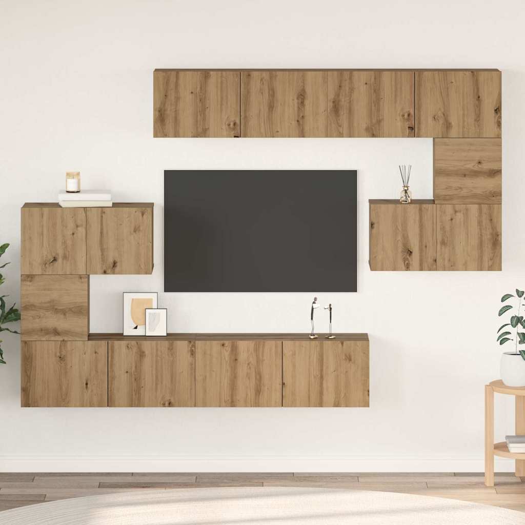 TV-Möbel-Set 8 pcs Eiche handwerklich 80 x 30 x 30 cm