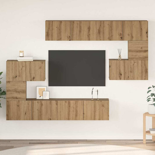 TV-Möbel-Set 8 pcs Eiche handwerklich 80 x 30 x 30 cm