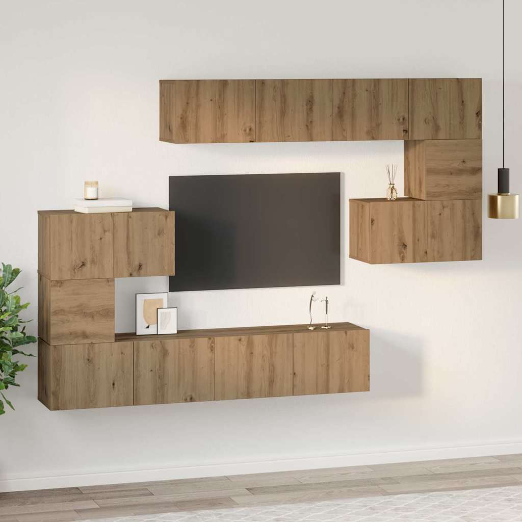 TV-Möbel-Set 8 pcs Eiche handwerklich 80 x 30 x 30 cm
