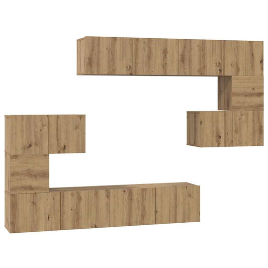 TV-Möbel-Set 8 pcs Eiche handwerklich 80 x 30 x 30 cm