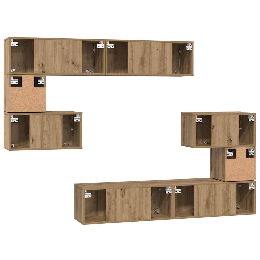 TV-Möbel-Set 8 pcs Eiche handwerklich 80 x 30 x 30 cm