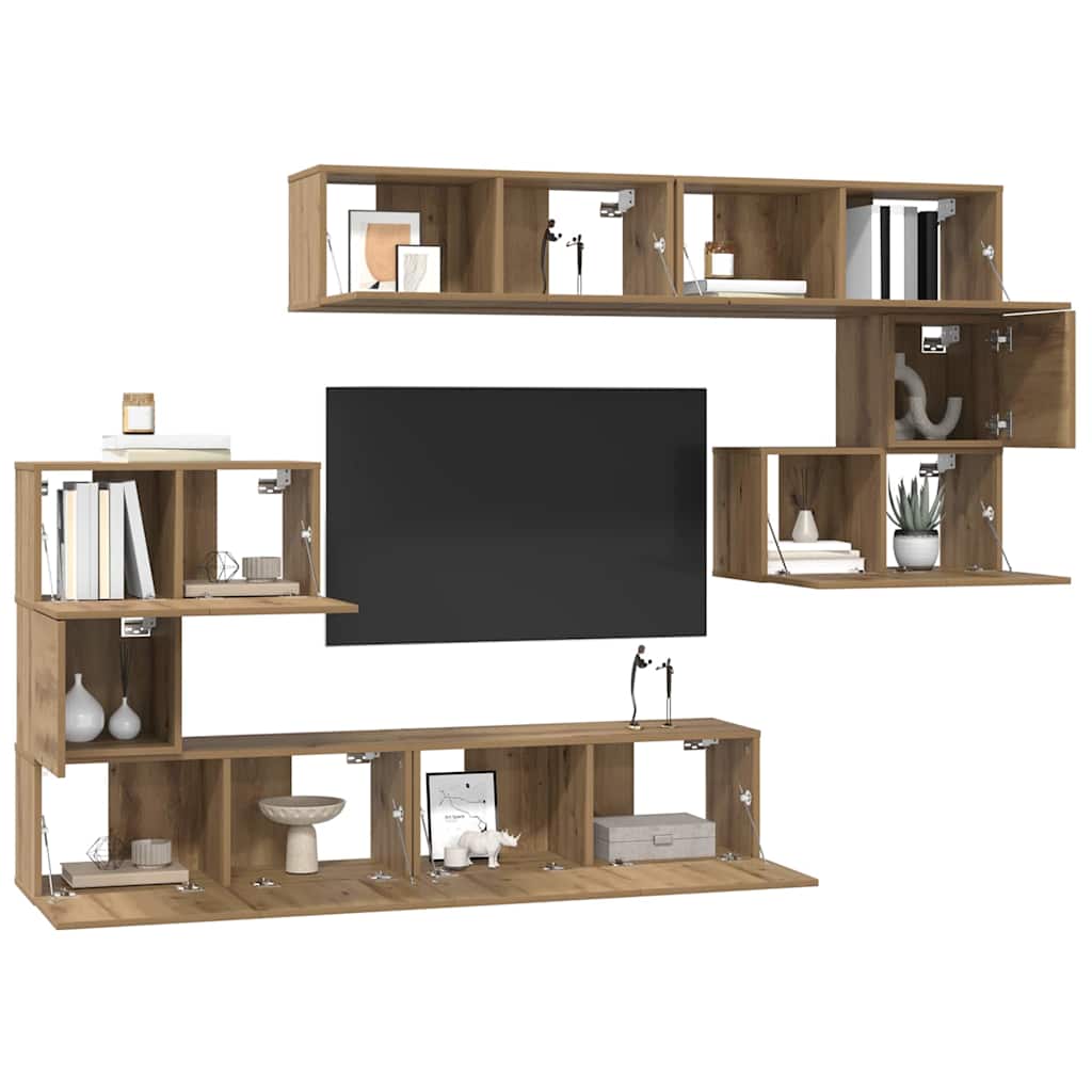 TV-Möbel-Set 8 pcs Eiche handwerklich 80 x 30 x 30 cm