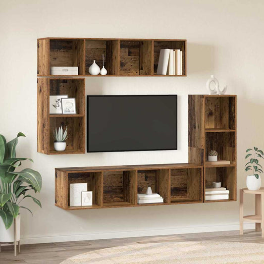 TV-Möbel-Set 4 pcs Altholz 37 x 37 x 142,5 cm Holzwerkstoff