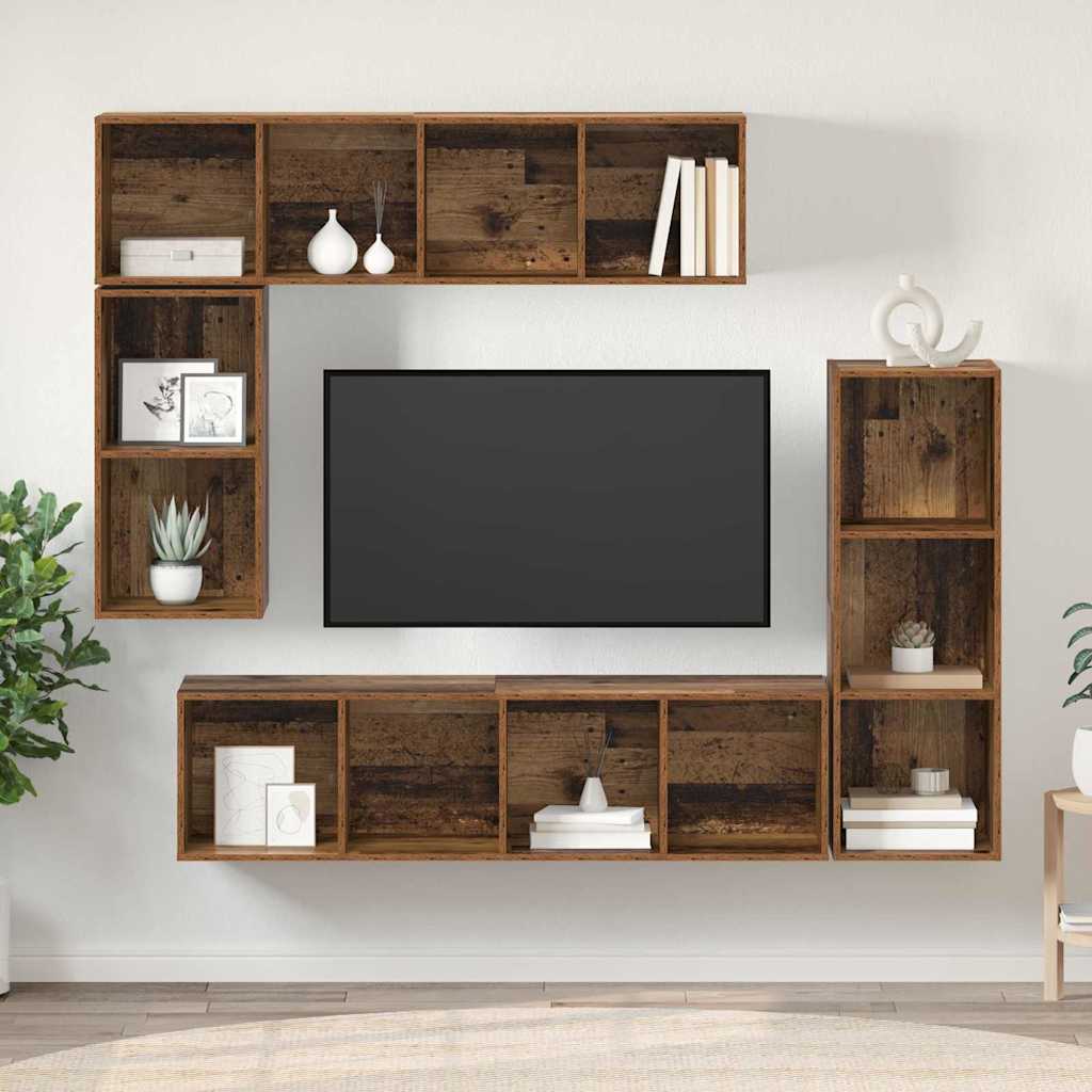 TV-Möbel-Set 4 pcs Altholz 37 x 37 x 142,5 cm Holzwerkstoff