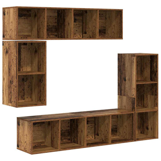 TV-Möbel-Set 4 pcs Altholz 37 x 37 x 142,5 cm Holzwerkstoff