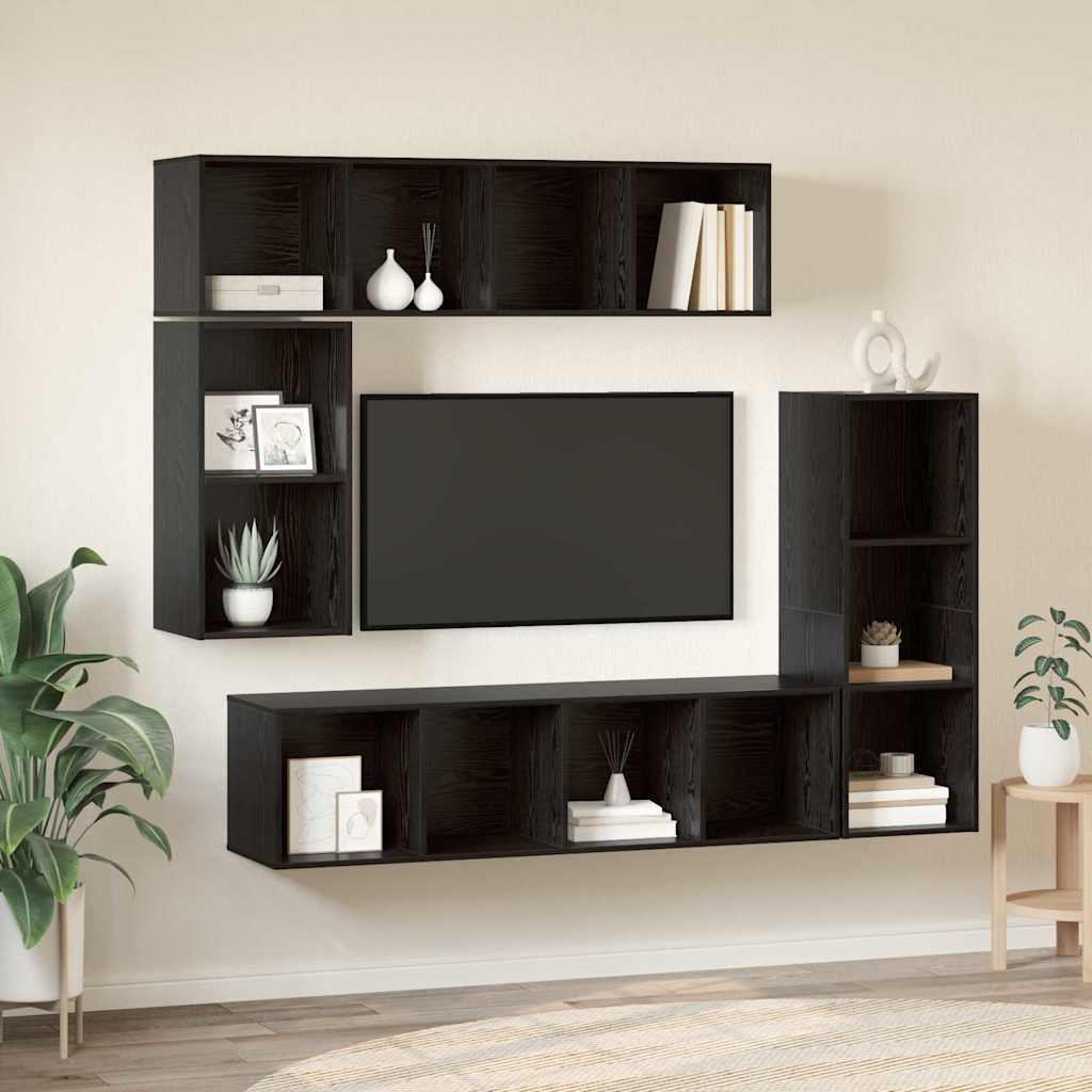 TV-Möbel-Set 4 pcs Schwarze Eiche 37 x 37 x 142,5 cm