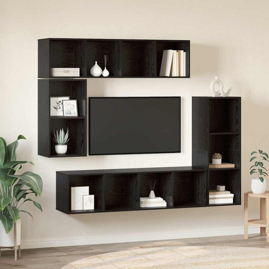 TV-Möbel-Set 4 pcs Schwarze Eiche 37 x 37 x 142,5 cm