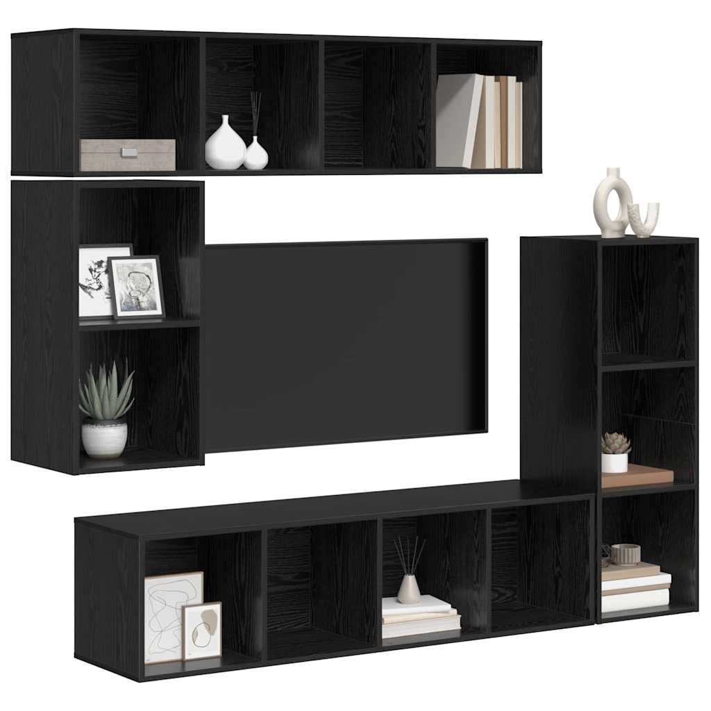 TV-Möbel-Set 4 pcs Schwarze Eiche 37 x 37 x 142,5 cm