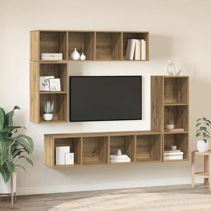 TV-Möbel-Set 4 pcs Eiche handwerklich 37 x 37 x 142,5 cm