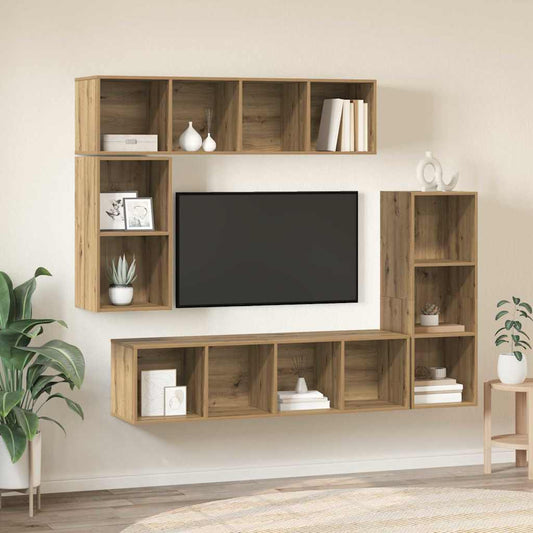 TV-Möbel-Set 4 pcs Eiche handwerklich 37 x 37 x 142,5 cm