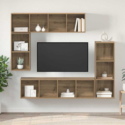 TV-Möbel-Set 4 pcs Eiche handwerklich 37 x 37 x 142,5 cm