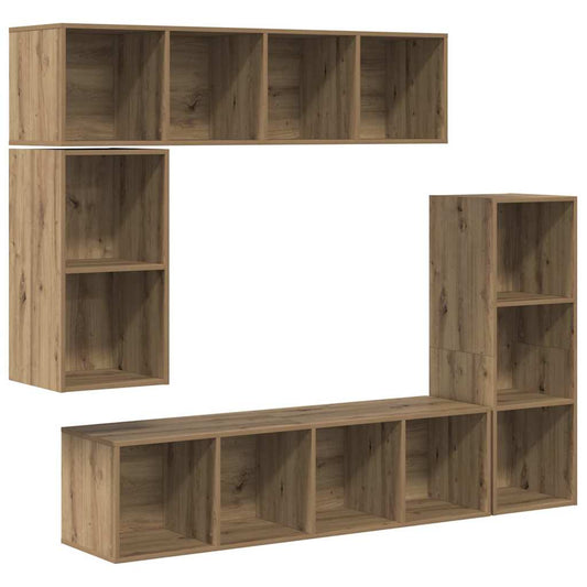 TV-Möbel-Set 4 pcs Eiche handwerklich 37 x 37 x 142,5 cm