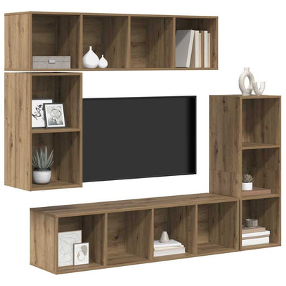 TV-Möbel-Set 4 pcs Eiche handwerklich 37 x 37 x 142,5 cm