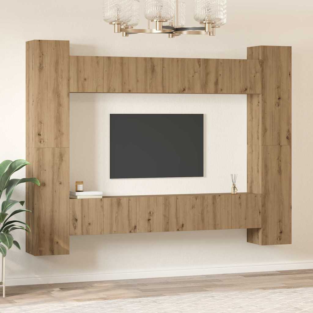 TV-Möbel-Set 10 pcs Eiche handwerklich 30,5 x 30 x 90 cm