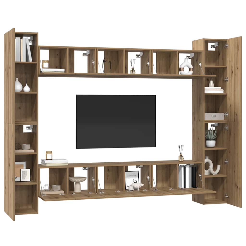 TV-Möbel-Set 10 pcs Eiche handwerklich 30,5 x 30 x 90 cm