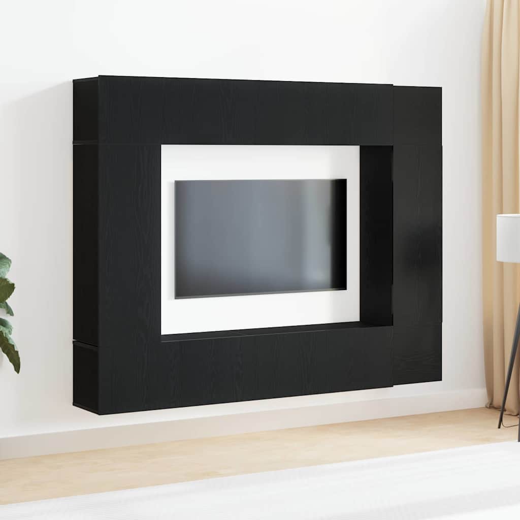 TV-Schranksystem Wandmontiert 8 pcs Schwarz Eichen-Optik