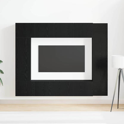 TV-Schranksystem Wandmontiert 8 pcs Schwarz Eichen-Optik