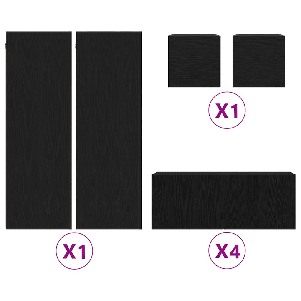 TV-Schranksystem Wandmontiert 8 pcs Schwarz Eichen-Optik