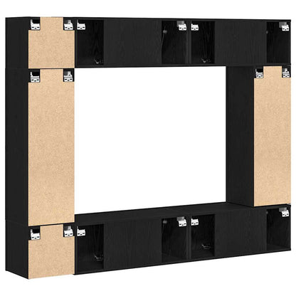 TV-Schranksystem Wandmontiert 8 pcs Schwarz Eichen-Optik