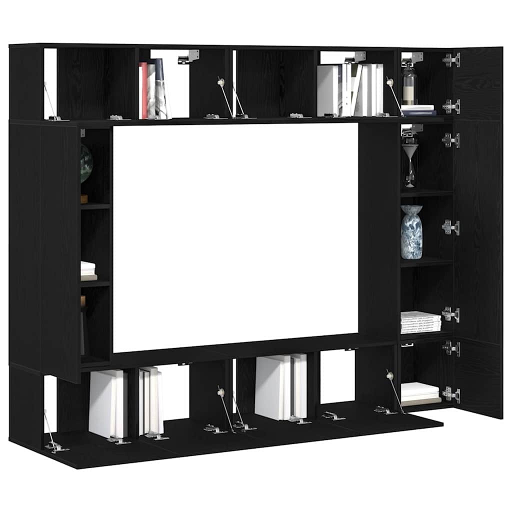 TV-Schranksystem Wandmontiert 8 pcs Schwarz Eichen-Optik