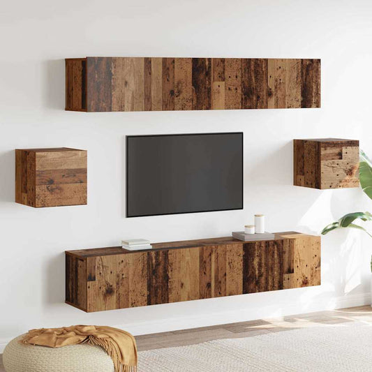 6-teiliges TV-Schränke-Set Altes Holz Konstruierte Holz