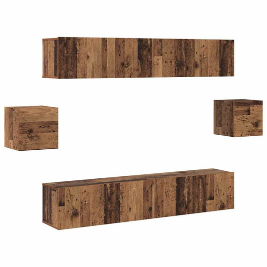 6-teiliges TV-Schränke-Set Altes Holz Konstruierte Holz