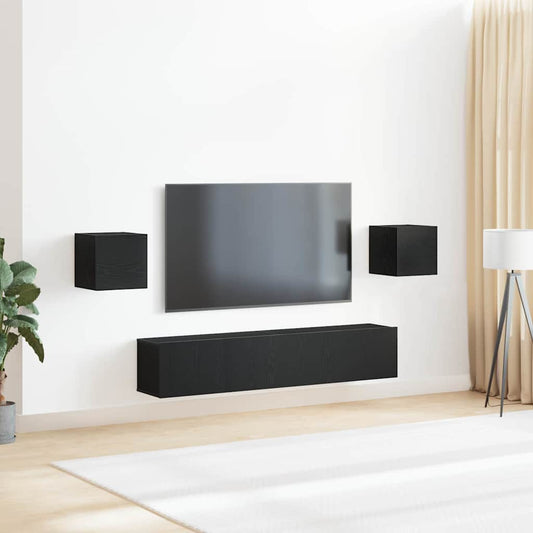 6-teiliges TV-Schrank-Set Schwarz Eiche Holzwerkstoff