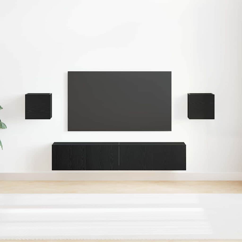 6-teiliges TV-Schrank-Set Schwarz Eiche Holzwerkstoff