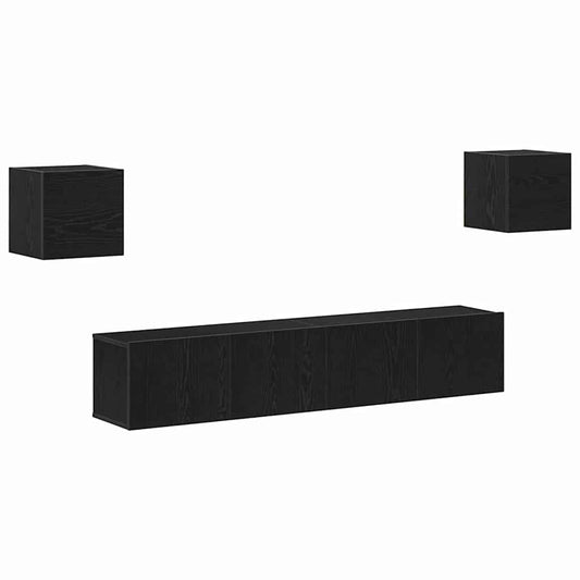 6-teiliges TV-Schrank-Set Schwarz Eiche Holzwerkstoff