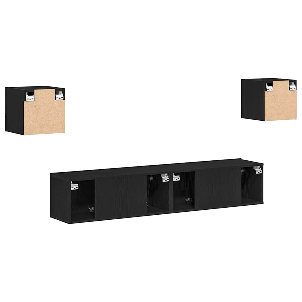 6-teiliges TV-Schrank-Set Schwarz Eiche Holzwerkstoff