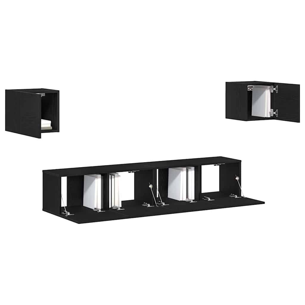 6-teiliges TV-Schrank-Set Schwarz Eiche Holzwerkstoff