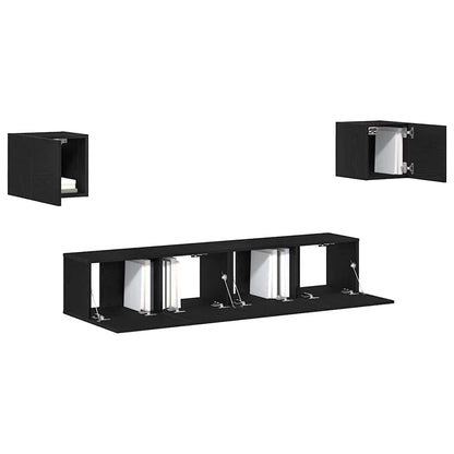 6-teiliges TV-Schrank-Set Schwarz Eiche Holzwerkstoff