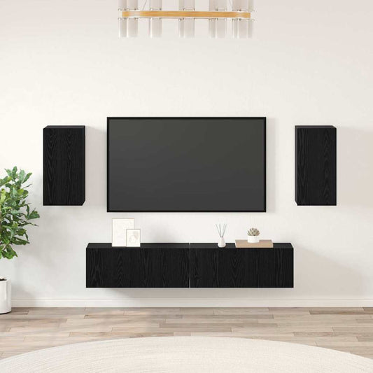 TV-Möbel-Set 4 pcs Schwarze Eiche 80 x 30 x 30 cm Holzwerkstoff