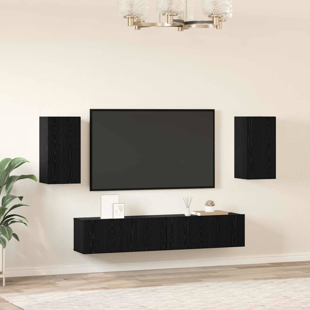 TV-Möbel-Set 4 pcs Schwarze Eiche 80 x 30 x 30 cm Holzwerkstoff