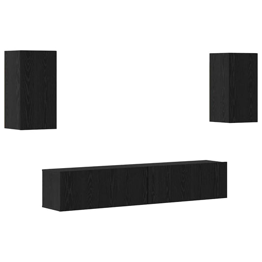 TV-Möbel-Set 4 pcs Schwarze Eiche 80 x 30 x 30 cm Holzwerkstoff